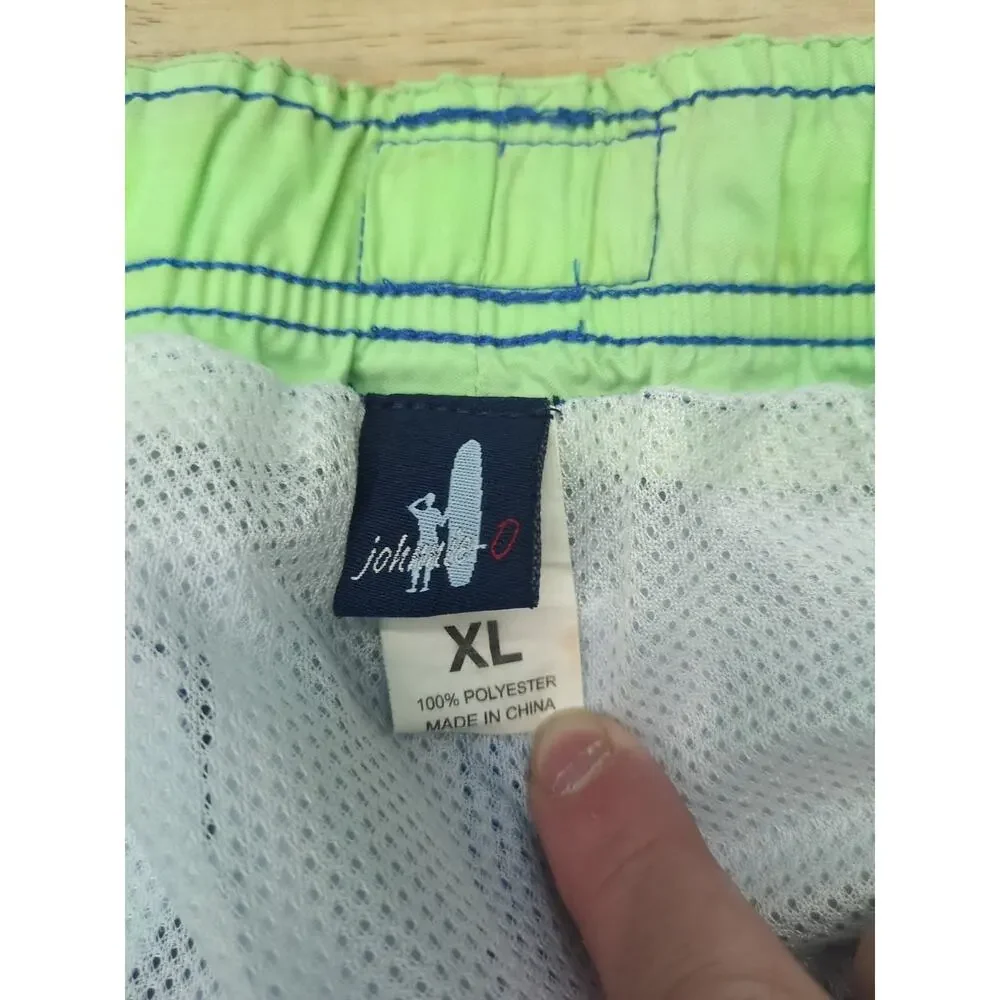 Johnnie O Swim Trunks Mens XL Blue Logo Netted Board Shorts Beach 6